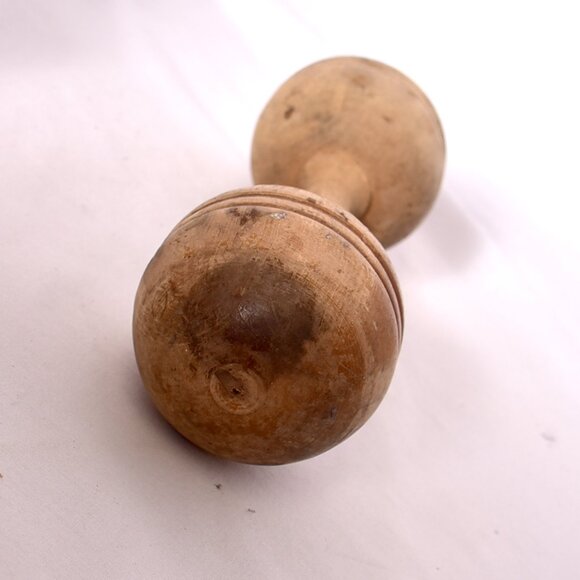 Vintage Wooden Handcrafted Dumbbell Toy / Decorative Piece – Rustic Collectible - Picture 5 of 5